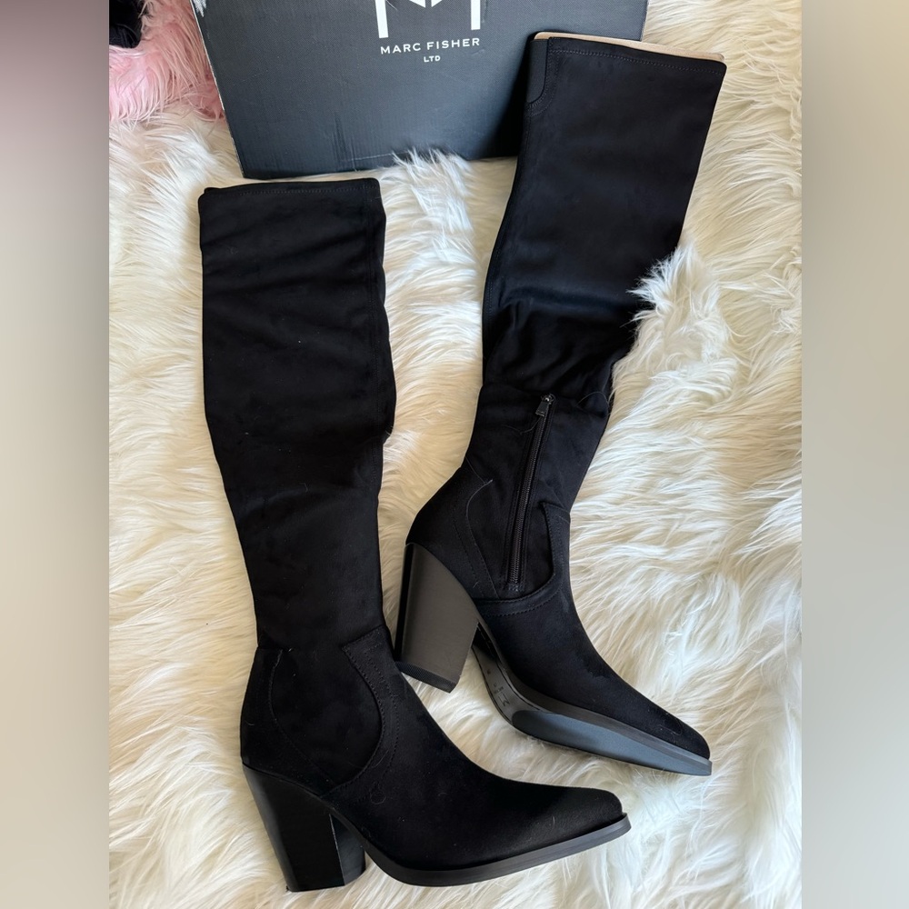 Marc Fisher “Gywneth” Black Over the Knee Black Suede Boots Sz: 6.5